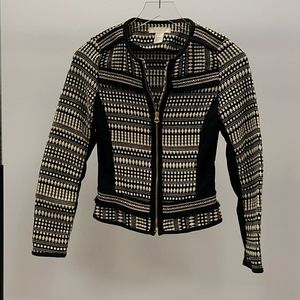 Size 2 embroidered black and white blazer